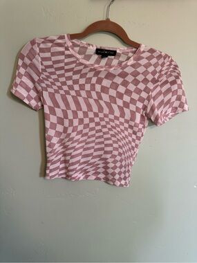 Scene Weaver Mauve & Light Pink Optical-Print Crop Top